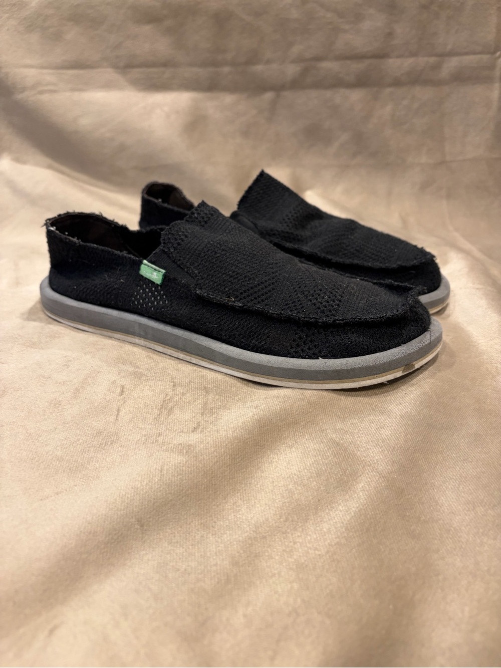 Sanuk Moccasin Black Slides Womens size 9